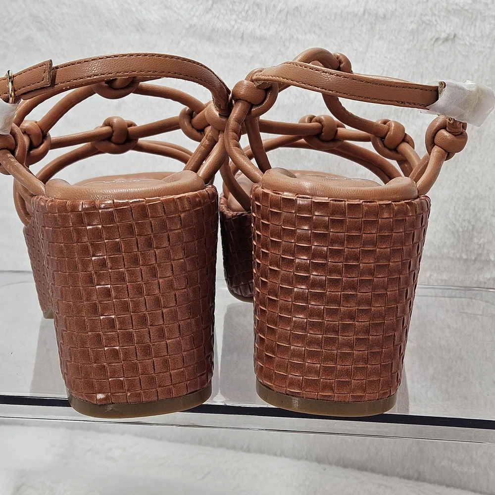Kenneth Cole Essa Knots Platform Sandals Rust Woven Heel US 5 NIB